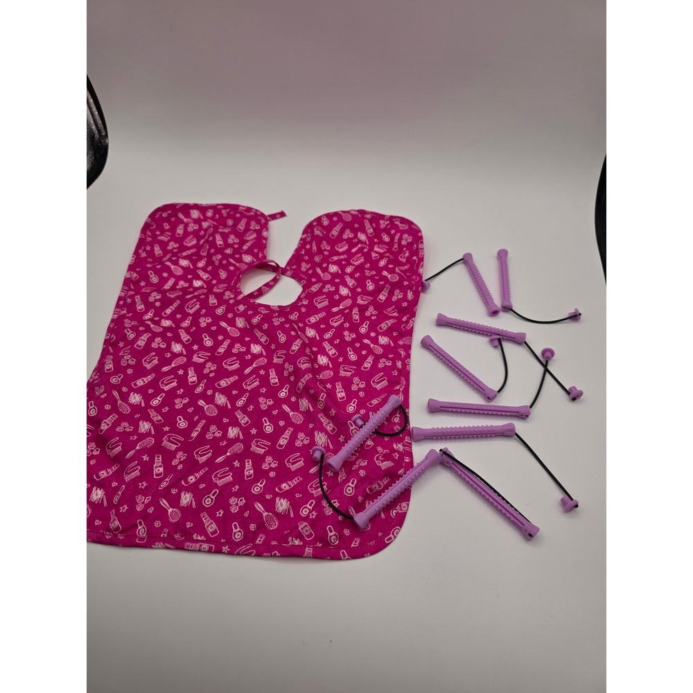 American Girl Doll Salon Styling Cape Pink and Purple Hair Rollers Set 18 Inch